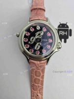 Replica Swiss Fendi Watch Colored diamonds Pink Leather